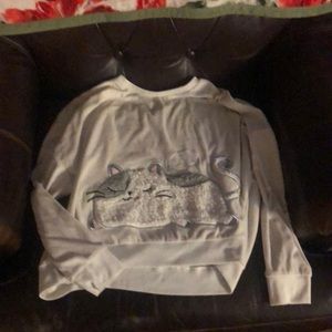 Justice sleep ware cat sweater white and grey, girls 18/20